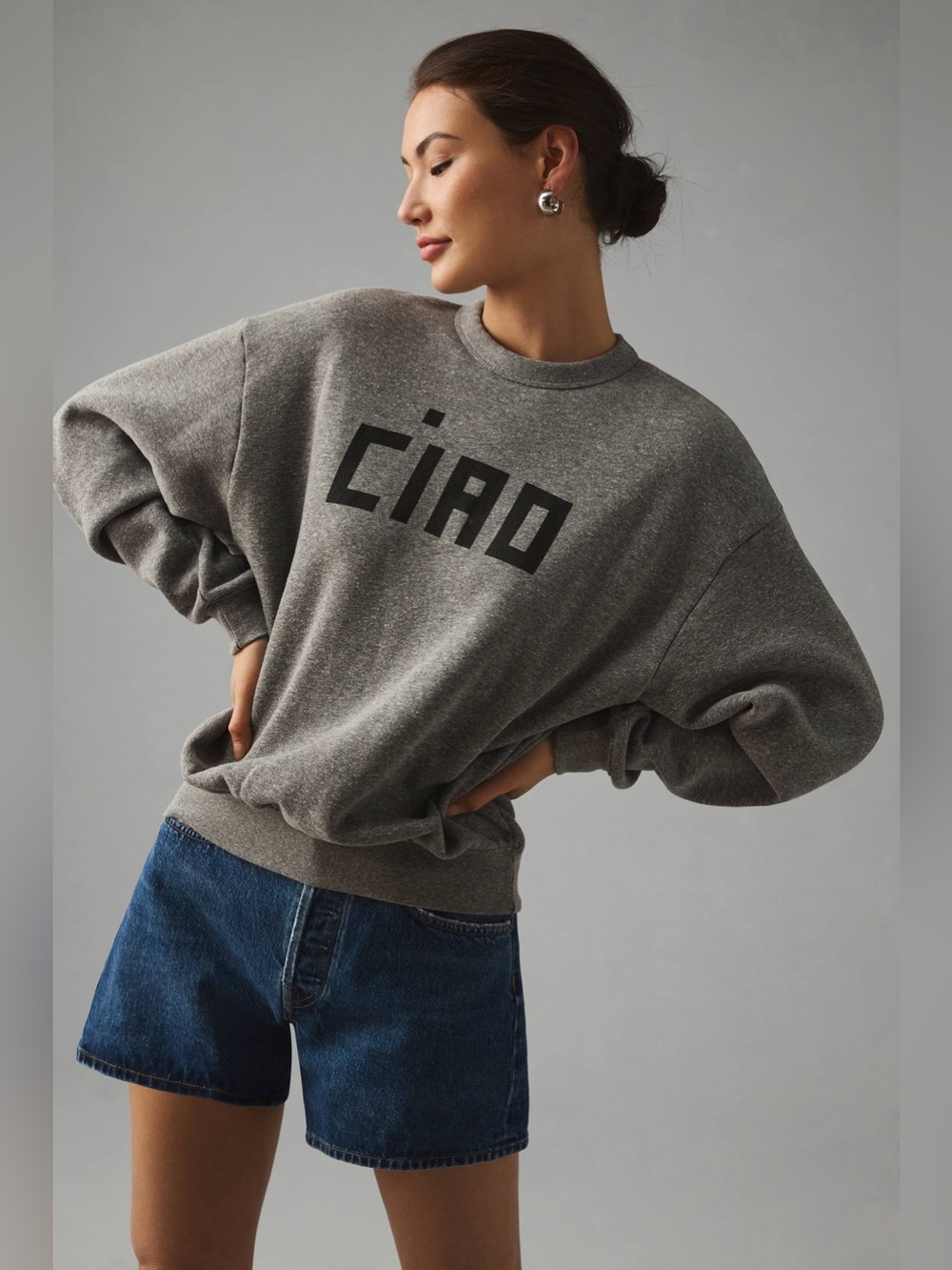 Clare V. “Ciao” Sweatshirt - Heather Grey - Size Women’s Medium